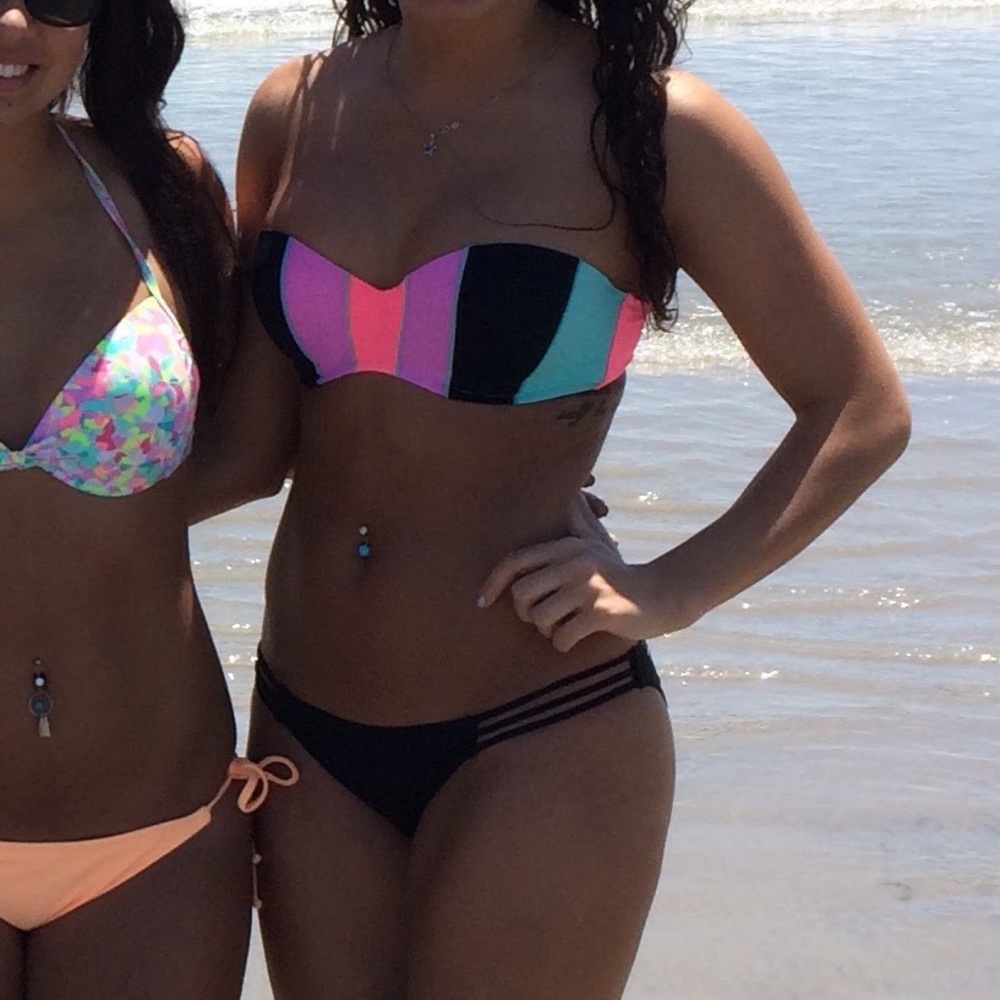Strapless corset victoria secret bikini top pink black blue purple